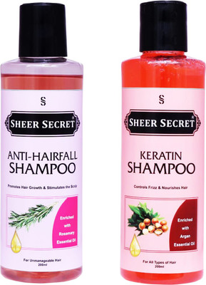 Sheer Secret Anti Hairfall Shampoo 200ml and Keratin Shampoo 200ml(400 ml)