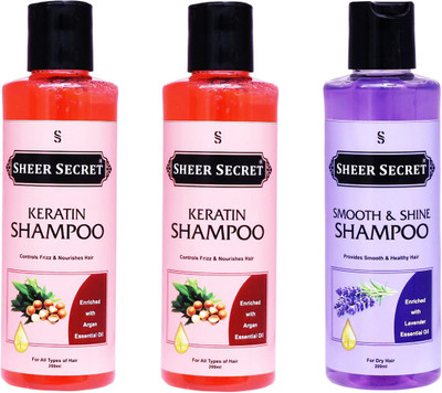 Sheer Secret Keratin Shampoo 400ml and Smooth Shampoo 200ml(600 ml)