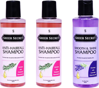 Sheer Secret Anti Hairfall Shampoo 400ml and Smooth Shampoo 200ml(600 ml)