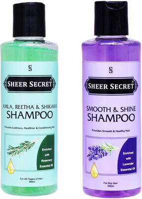 Sheer Secret Amla Reetha Shikakai Shampoo 200ml and Smooth Shampoo 200ml(400 ml)