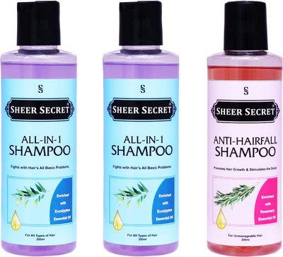 Sheer Secret All-In-One Shampoo 400ml and Anti Hairfall Shampoo 200ml(600 ml)