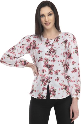 Cwtch Women Floral Print Casual White Shirt