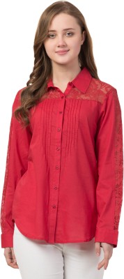 Cwtch Women Solid Casual Red Shirt