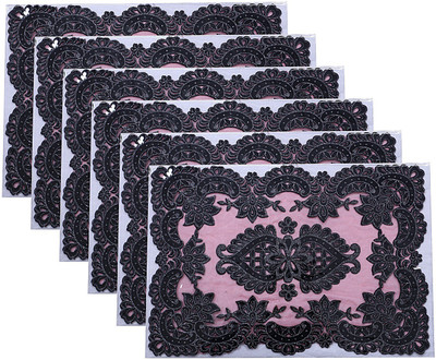 KUBER INDUSTRIES Rectangular Pack of 6 Table Placemat(Black, PVC)