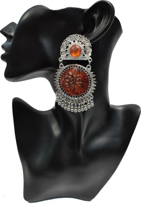 A One A One Afghani Oxidised German Silver Fabric, Designer Earrings Alloy Drops & Danglers