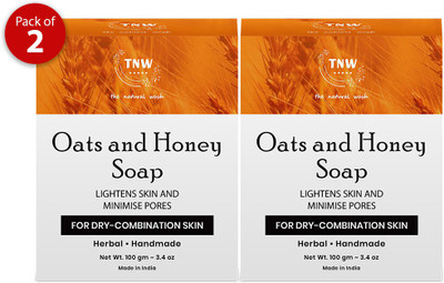 TNW - The Natural Wash Handmade Oats and Honey Moisturizing Soap For Combination Dry Skin A Paraben-Free, Silicon and Sulphate-Free Facial & Body Bathing Bar(2 x 100 g)
