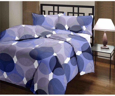 Yug Handicraft Abstract Double Dohar for  AC Room(Microfiber, Blue Polka)