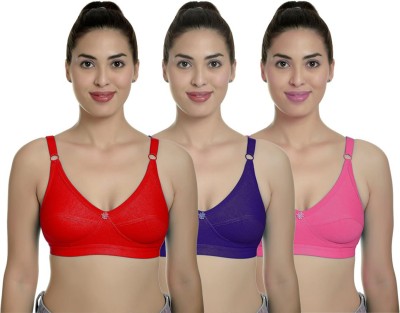 Fashion Comfortz Round C Women Minimizer Non Padded Bra(Dark Blue, Red, Orange)