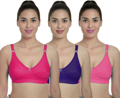 samvar Round C Women Minimizer Non Padded Bra(Dark Blue, Pink, Orange)