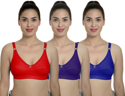 samvar Round C Women Minimizer Non Padded Bra(Dark Blue, Red, Blue)