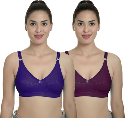 Arousy Round C Women Minimizer Non Padded Bra(Dark Blue, Maroon)
