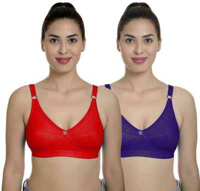 Arousy Round C Women Minimizer Non Padded Bra(Dark Blue, Red)