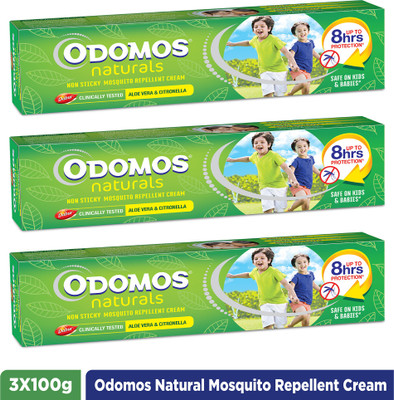 Odomos Naturals Non Sticky Mosquito Repellant Cream(3 x 100 g)