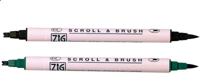 Zig MEMORY SYSTEM SCROLL & BRUSH BLACK & HUNTER GREEN(Set of 2, Black, HUNTER GREEN)