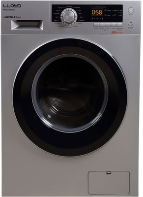 Lloyd 8 kg Fully Automatic Front Load with In-built Heater Silver  (LWMF80SX1)