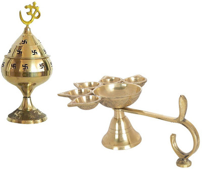 NAVYAKSH Kuber Deep - Pack of 2 Brass (Pack of 4) Table Diya Set(Height: 2.3 inch)