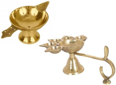 VALUE CRAFTS Brass (Pack of 2) Table Diya Set(Height: 3 inch)