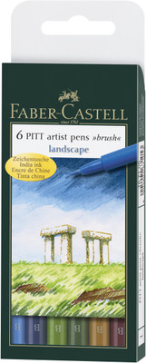 FABER-CASTELL Pitt Artist Pen Color (B) Pens (Landscape)(Set of 6, Asssorted)