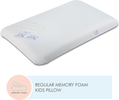 The White Willow Junior Size Pillow for Kids above 6 years of age Memory Foam Solid Sleeping Pillow Pack of 1(White)