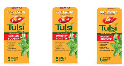Dabur Tulsi Drops Natural Immunity Booster pack of 3(each 30 ml)(Pack of 3, 90)