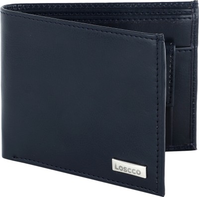 loscco Men Blue Genuine Leather Wallet(4 Card Slots)