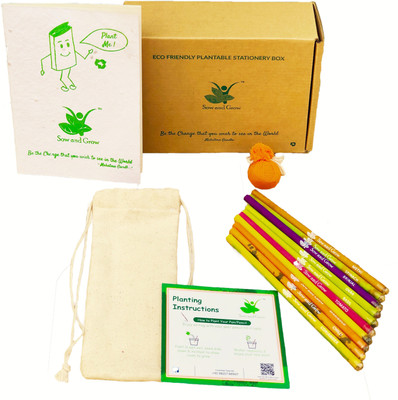 Sow and Grow Recycled Handmade plantable seed diary A5 Note Pad Unruled 40 Pages(White, Pack of 4)