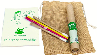 Sow and Grow Recycled Handmade plantable seed diary A5 Note Pad Unruled 40 Pages(White, Pack of 3)