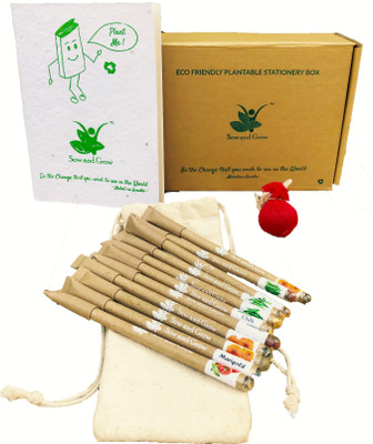 Sow and Grow Recycled Handmade plantable seed diary A5 Note Pad Unruled 40 Pages(White, Pack of 4)