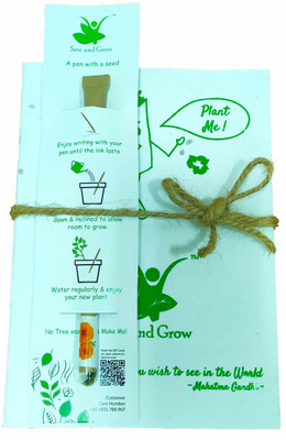 Sow and Grow Recycled Handmade plantable seed diary A5 Note Pad Unruled 40 Pages(White, Pack of 2)