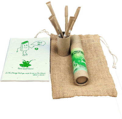 Sow and Grow Recycled Handmade plantable seed diary A5 Note Pad Unruled 40 Pages(White, Pack of 2)
