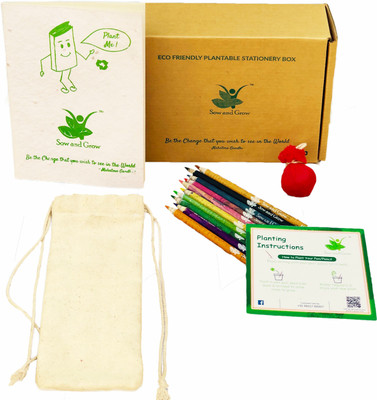 Sow and Grow Recycled Handmade plantable seed diary A5 Note Pad Unruled 40 Pages(White, Pack of 4)