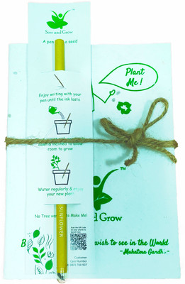 Sow and Grow Recycled Handmade plantable seed diary A5 Note Pad Unruled 40 Pages(White, Pack of 2)