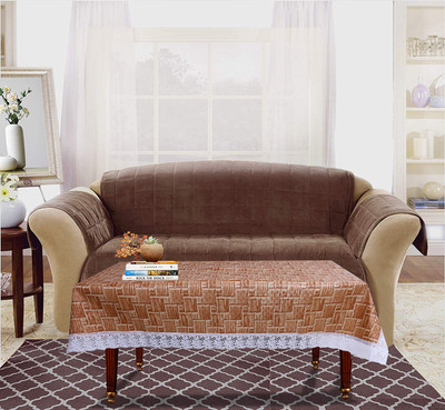 KUBER INDUSTRIES Checkered 4 Seater Table Cover(Brown, PVC)