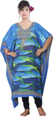 HSFS Printed Poly Georgette Women Kaftan