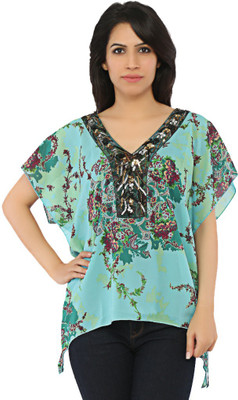 

Isadora Printed Polyester Women's Kaftan, Aqua