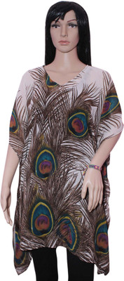

Hanlax Printed Georgette Women's Kaftan, White
