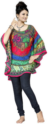 HSFS Printed Poly Georgette Women Kaftan