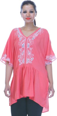 TEEMOODS Embroidered Cotton Viscose Blend Women Kaftan