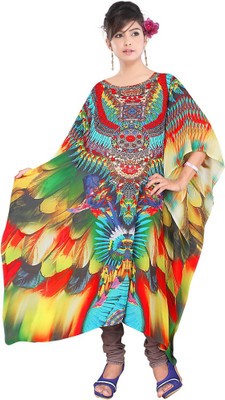 HSFS Printed Poly Georgette Women Kaftan