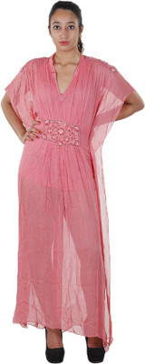 

Anekaant Solid Georgette Women' Kaftan, Pink