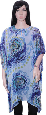

Hanlax Printed Chiffon Women's Kaftan, Blue