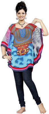 HSFS Printed Poly Georgette Women Kaftan