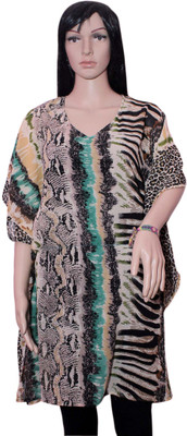 

Hanlax Animal Print georgette Women's Kaftan, Multicolor
