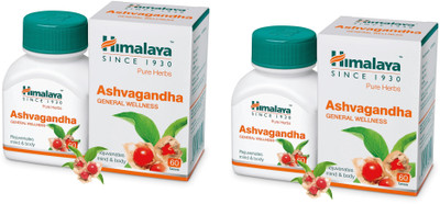 HIMALAYA Ashvagandha 60x 2=120 Tablets(Pack of 2, 120)