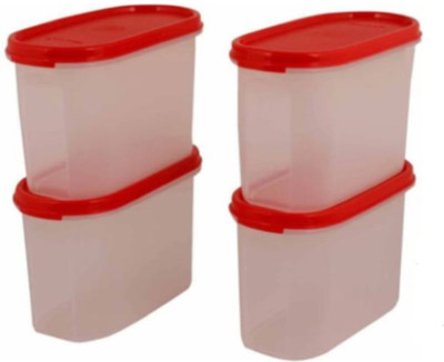 TUPPERWARE Polypropylene Grocery Container  - 2300 ml(Pack of 4, Red, Clear)