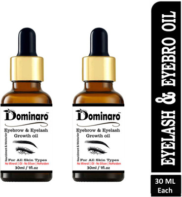 Dominaro Premium Eyebrow & Eyelash Growth Oil For Women 30 mL Pack of 2 Bottle 60ml 60 ml(BROWN)
