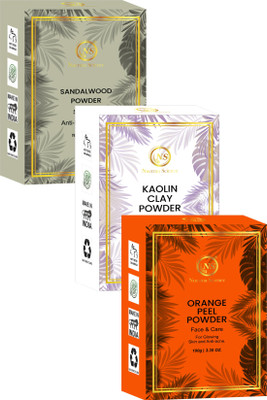 Nuerma Science Sandalwood Powder, Kaolin Powder & Orange Peel Powder (Pack of 3) For Anti Tan, Skin Lightening & Anti Dark Circle(300 g)