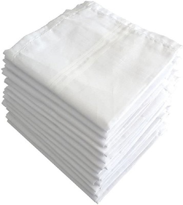 royal mart 12 Pieces White Satin Colour 15 Inch Complete Face Cover Handkerchief Men's Cotton Striped | Comfortable and Convenient for Long Hours | Multi Colour| [