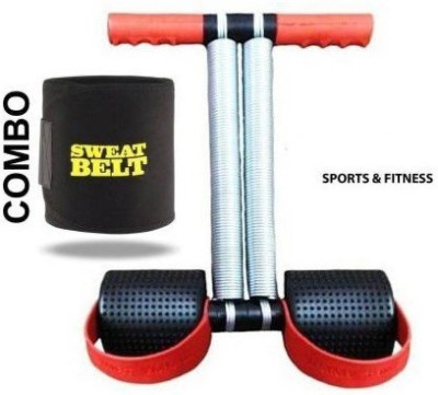 GJSHOP Combo Red Double Steel Spring with Sweat Belt Home Gym Kit Fitness Accessory Kit Kit