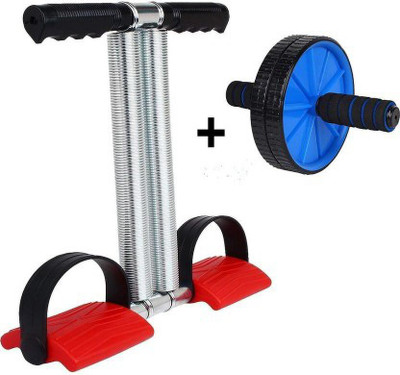 Shopeleven Ab Exerciser Double Spring Tummy Trimmer & Ab Wheel Roller For Men & Women Ab Exerciser(Multicolor)